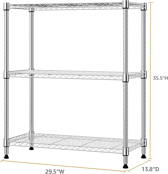 M MZG 750 lbs 3 Tier Storage Rack Metal Wire Shelving Unit, Storage Standing - Image 3