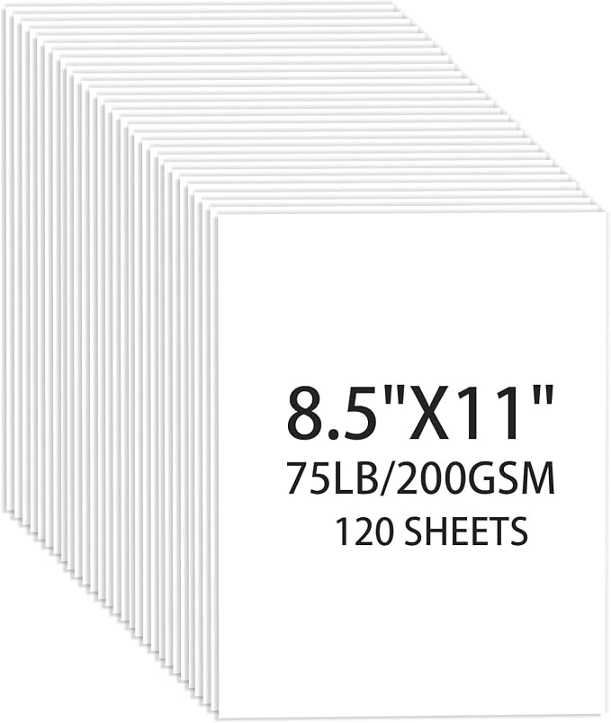 White Cardstock 8.5 X 11, 120 Sheets Card Stock, 75lb/ 200gsm Copy Paper by Ciphyfee