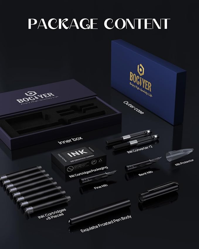 BOCIYER samurai Fountain Pen Set, Hand Polished Medium Nib, Calligraphy Nib - Image 2