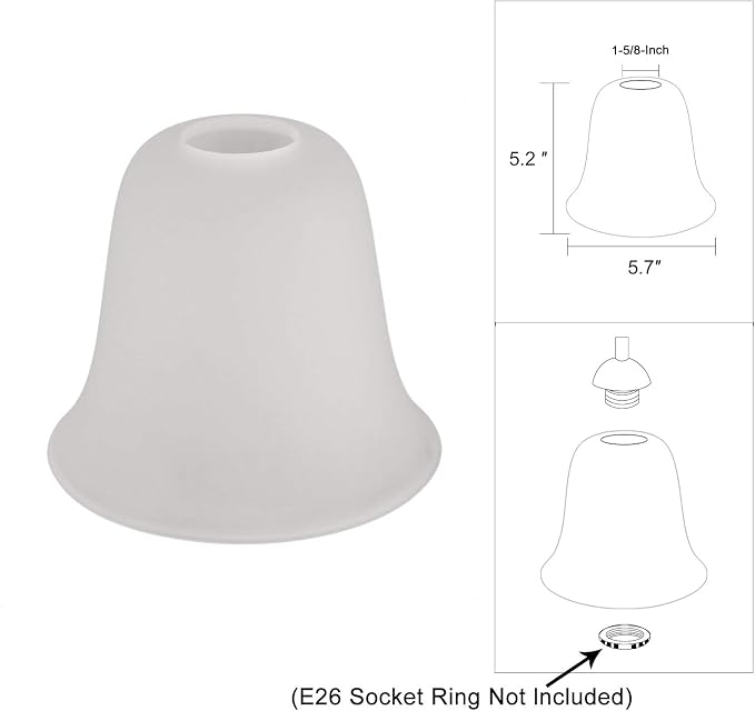 Eumyviv 3 Pack Bell Shaped Frosted Glass Lamp Shade Replacement - Image 3