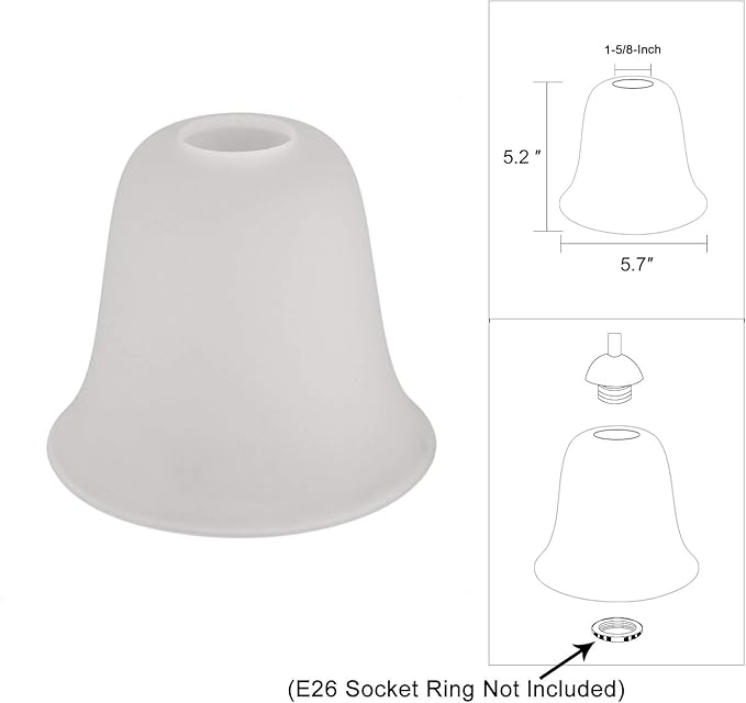 Eumyviv 4 Pack Bell Shaped Frosted Glass Lamp Shade Replacement - Image 2