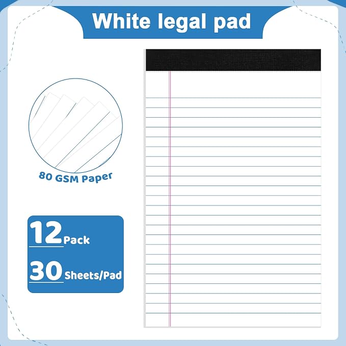Thboxes 12 Pack Legal Pad 5x8, 360 Sheets Small Note Pad College Ruled Writing - Image 2