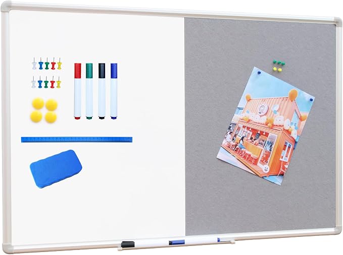 DEVELOP Grey Felt Bulletin & Magnetic Dry Erase Combo Board, 24 x 18 Inch - Image 9