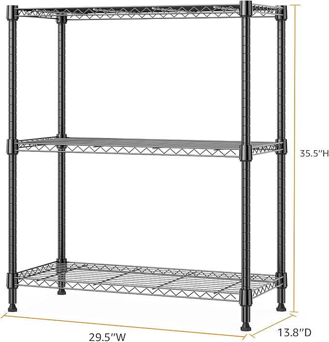 M MZG 750 lbs 3 Tier Storage Rack Metal Wire Shelving Unit, Storage Standing - Image 3