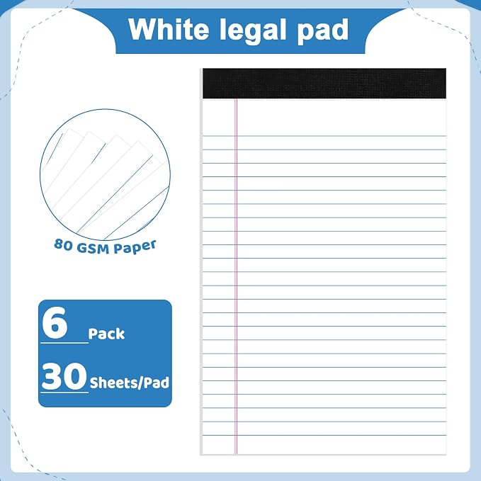 Thboxes 6 Pack Legal Pad 5x8, 180 Sheets Small Note Pad College Ruled Writing - Image 2