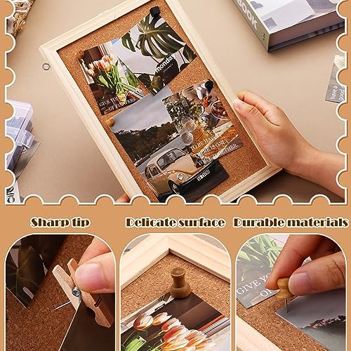 196 PCS Wooden Push Pins Thumb Tacks Decorative Push Pins for Cork Board