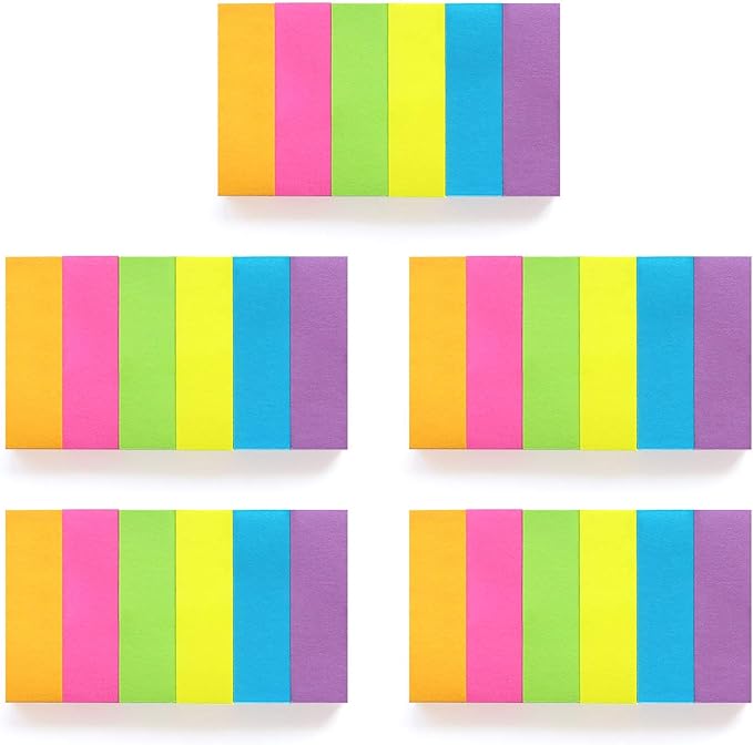 30 Pads 0.6x2 Inch Sticky Notes Flags Tabs Page Markers 6 Bright Color Sticky - Image 4