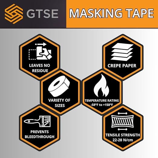 GTSE Masking Tape, 2 Rolls, 1 inch x 55 Yards - Image 7