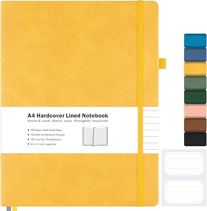 Lined Journal Notebook, 8.5" x 11" Hardcover Leather Notebook by MALEDEN