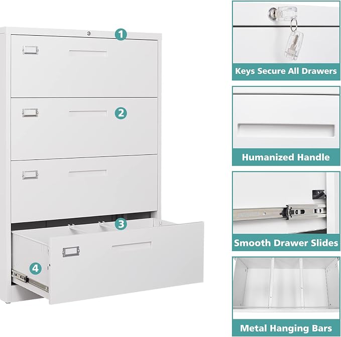 MIIIKO 4 Drawer Lateral File Cabinet - Image 6