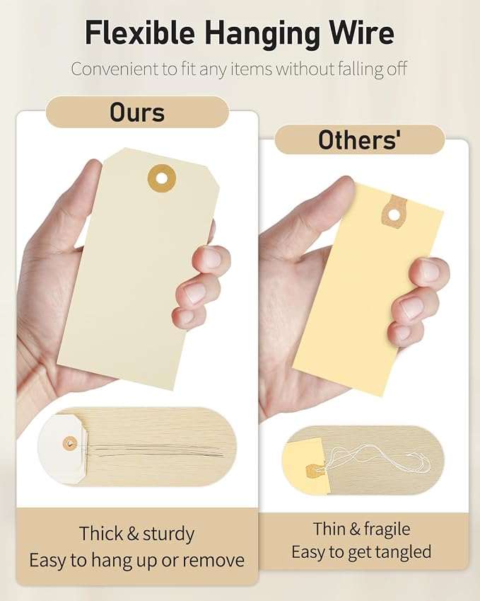 Uniclife 200 Pcs Manila Tags Blank Shipping Tags - Image 4