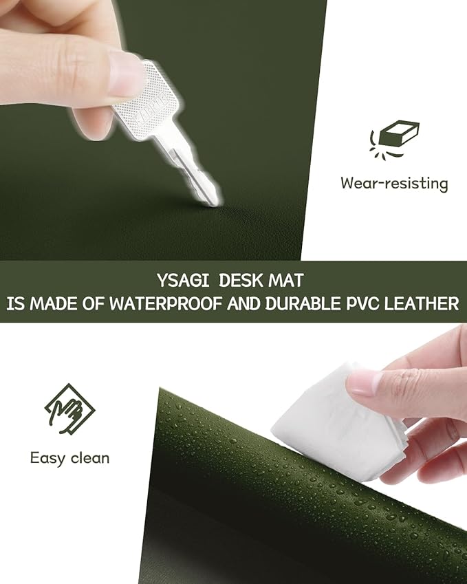 YSAGi Non-Slip Leather Desk Pad, Waterproof Laptop Computer Desk Keyboard Mat - Image 4
