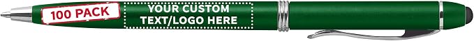 DISCOUNT PROMOS Custom Twist Action Plastic Stylus Pens, Personalized Bulk Pack by DISCOUNTPROMOS
