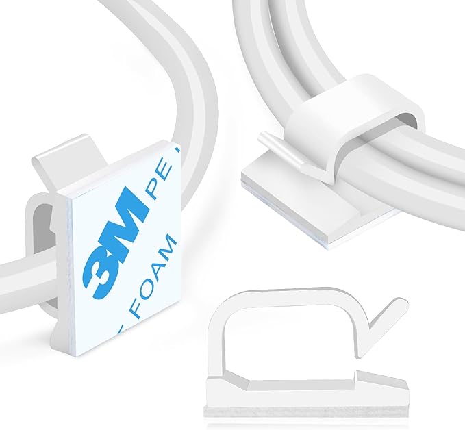 XHF 3/4” Adhesive Cable Wire Clips White 120pcs, Cable Staples Outdoor Cable by XHF