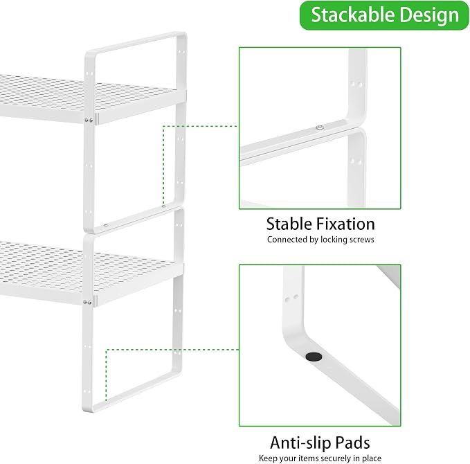 SOFRON Expandable Cabinet Storage Shelf Stackable Organizer Rack - Image 4