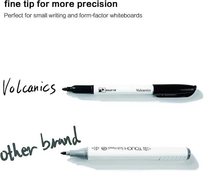 Volcanics Black Dry Erase Markers Low Odor Fine Whiteboard Markers Thin Box of - Image 4