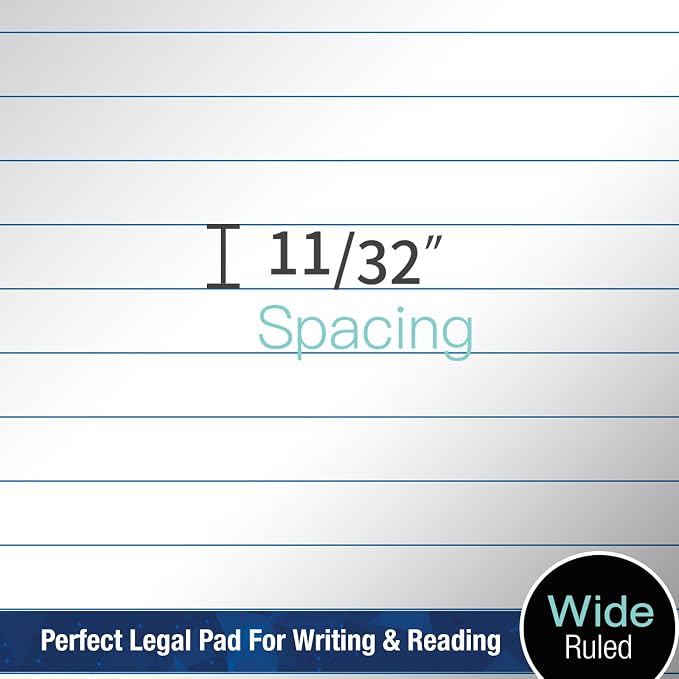 Woodlake Legal Pads 8.5 x 11, 6 Pack, Wide Ruled, Premium White Paper Pad - Image 6