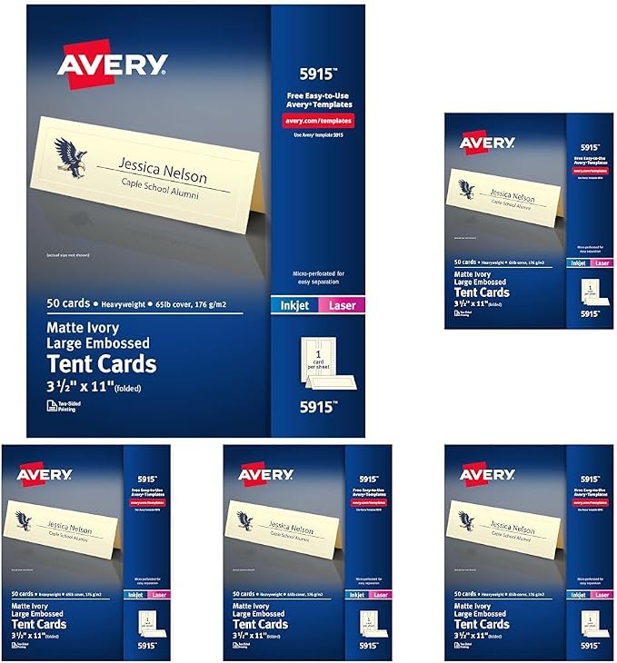 Avery Printable Tent Cards, 3.5" x 11", Ivory by Avery
