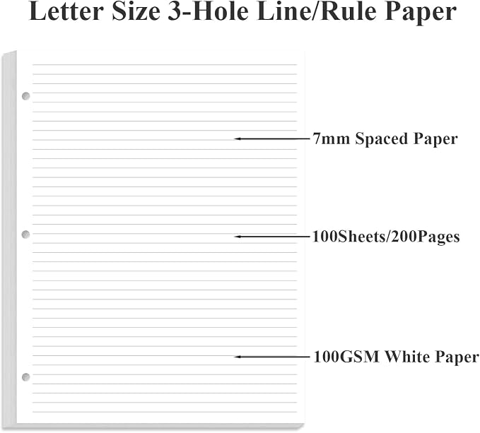 3-Hole Line Paper Refills, Letter Size Loose-Leaf Paper, 300 Sheets/600 Pages - Image 4