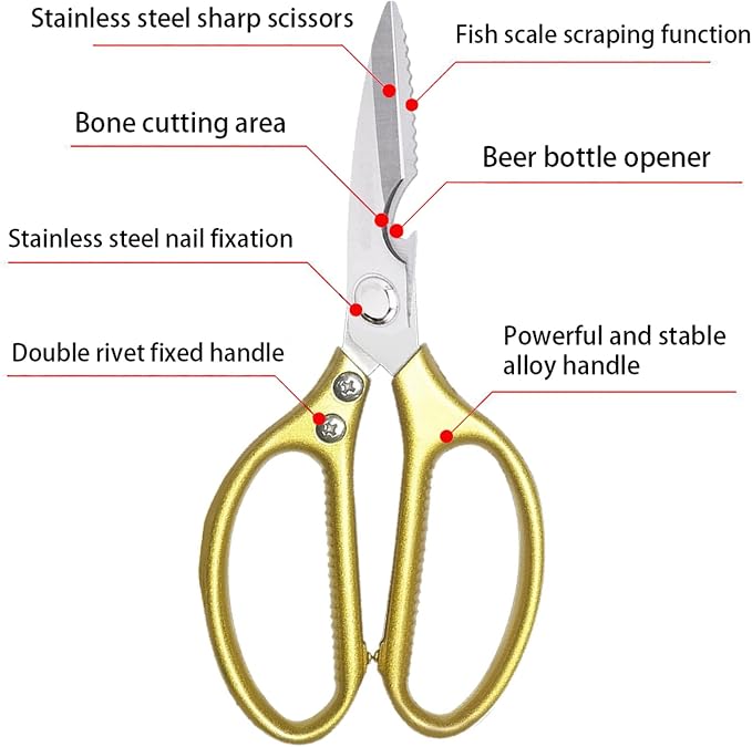 Kitchen Scissors All purpose, Have duty Stainless Steel Cooking Shears - Image 2