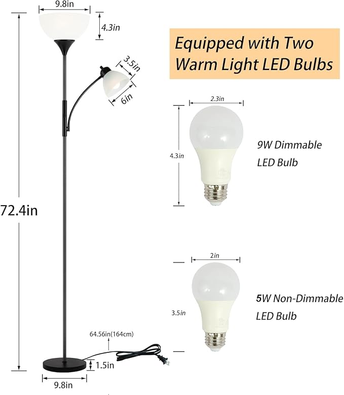 RISLG Floor Lamp, Dimmable Standing lamp, Stepless Dimming Brightness, Included - Image 5