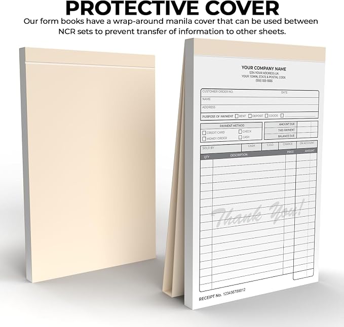 Custom 5.5" x 8.5" Carbonless NCR Books in 2-Part Duplicate Invoices, Work - Image 3