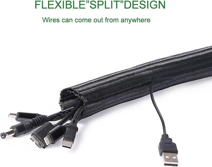 QCSIW 1/2"-10ft*2pcs Black/White Cable Sleeve - Image 9