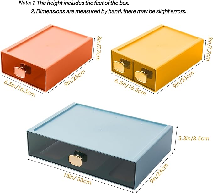 DETEIN Stackable Desk Drawer Organizer 13''x9''x3.3'' Desktop Paper Organizer - Image 2