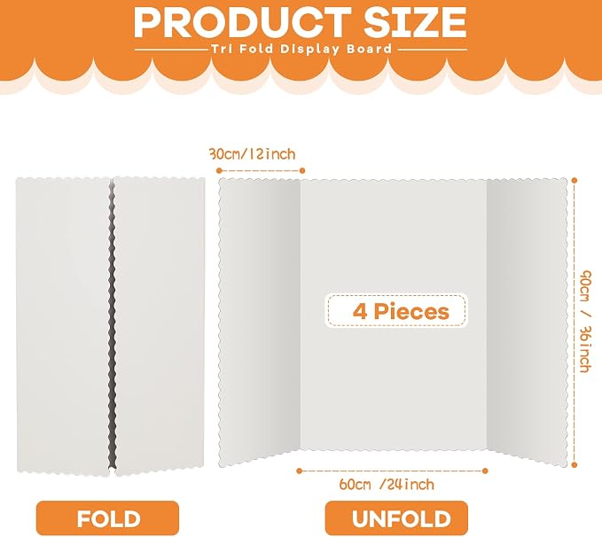 Henoyso 4 Pcs 36 x 48 Inch White Trifold Poster Board Large Tri Fold - Image 2