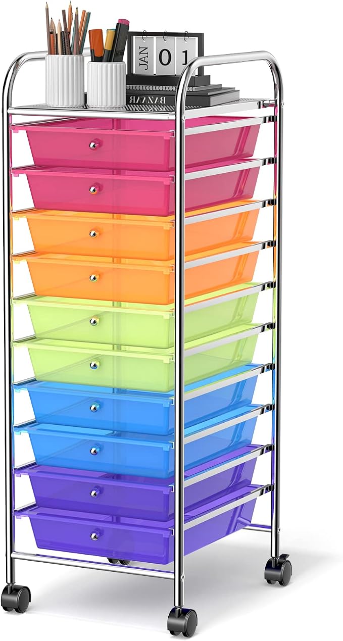 GLACER 10 Drawers Rolling Cart, Storage Cart by GLACERGrowupinhappiness