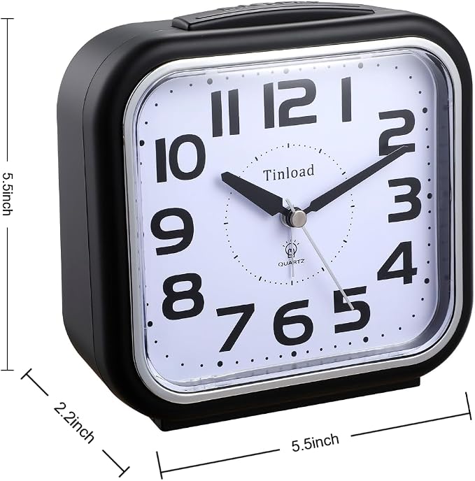 Tinload 5.5" Large Analog Alarm Clock Silent Non Ticking, Gentle Wake, Beep - Image 6