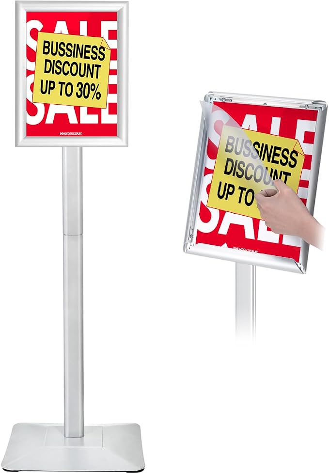 INNOVSIGN Heavy Duty Adjustable Pedestal Poster Sign Stand, 8.5x11 Aluminum by INNOVSIGN