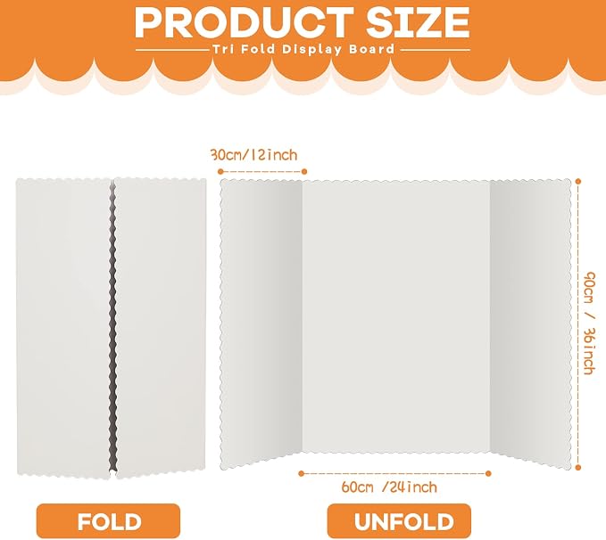 Henoyso 12 Pcs 36 x 48 Inch White Trifold Poster Board Large Tri Fold - Image 2