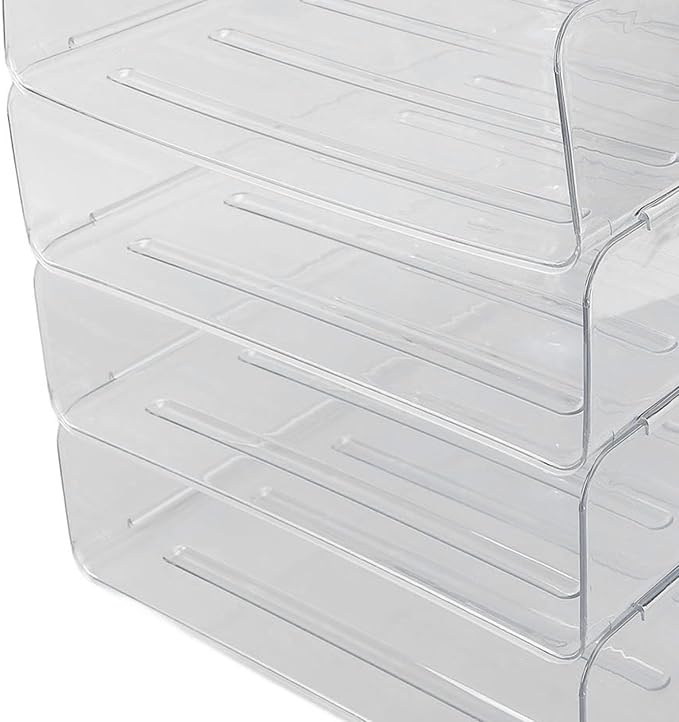 Jeanoko Desk Letter Tray Set Transparent Stackable Organizer - Image 9