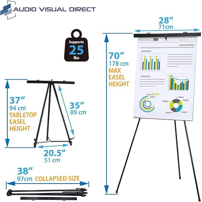Pack of 10-Lightweight Aluminum Flip-Chart Presentation Easel - Image 3