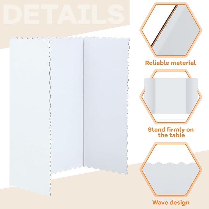 Henoyso 12 Pcs 22 x 38 Inch White Trifold Poster Board Large Tri Fold - Image 4
