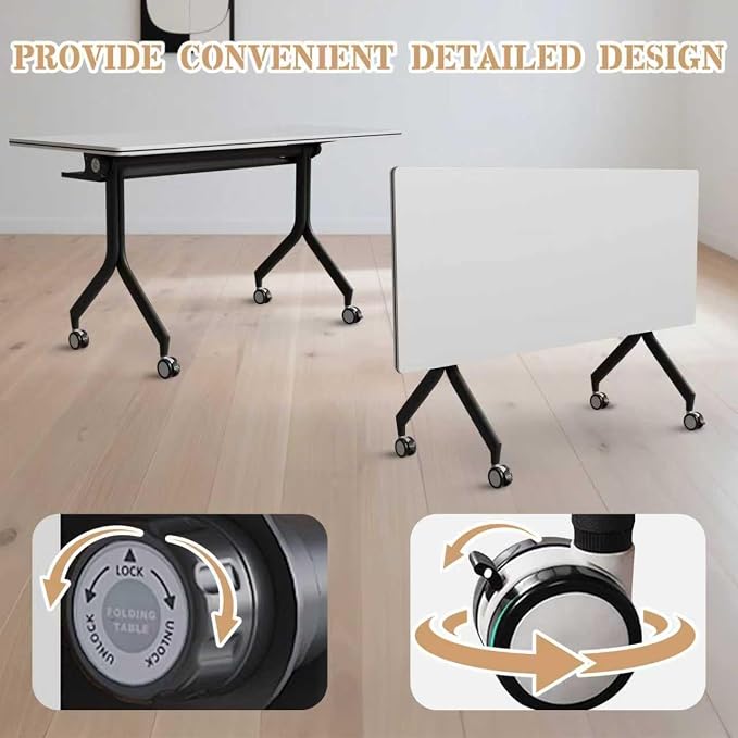 Goakwwuz Conference Room Table, Folding Conference Tables, Thicken Grey Tabletop - Image 4