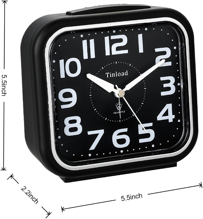 Tinload 5.5" Large Analog Alarm Clock Silent Non Ticking, Gentle Wake, Beep - Image 7