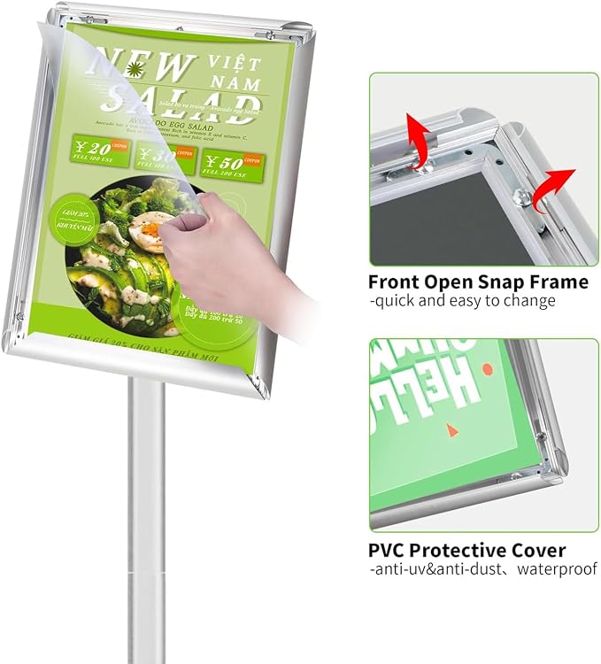 INNOVSIGN Heavy Duty Adjustable Pedestal Poster Sign Stand, 8.5x11 Aluminum - Image 5