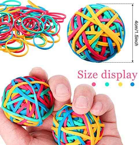 Outus 4 Roll Rubber Band Elastic Ball About 400 Pieces Colorful Rubber Bands Stretchable Rubber Band Balls Stationery Holder Elastic Band Loops for DIY, Arts and Crafts Christmas Gift for Grandson
