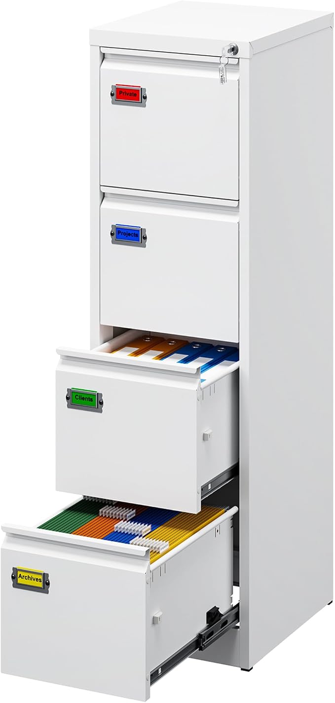 PEUKC 4-Drawer File Cabinet, 16.3" Deep Vertical Filing Cabinet by PEUKC