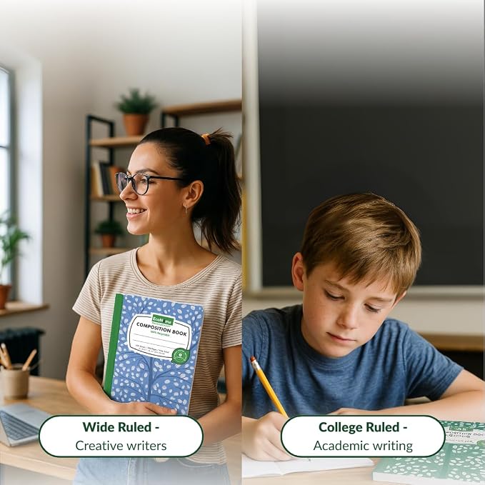EcoNama Composition Notebooks Pack of 48 College Ruled 200 Pages 9.75"x7.5" - Image 3