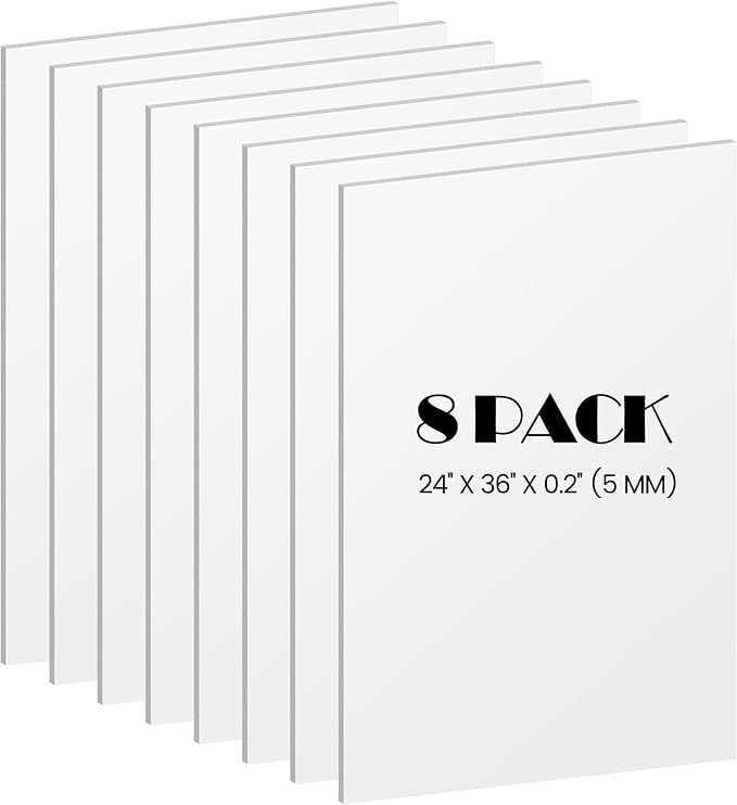 Elcoho 8 Pack White Foam Board, 24 x 36 Inch Acid-Free Foam Core Board by Elcoho