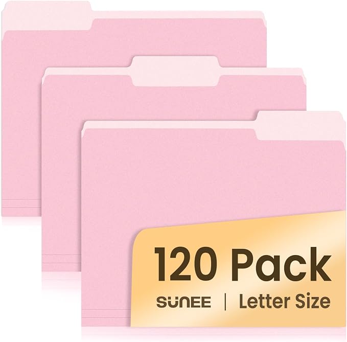 SUNEE File Folders, 120 Pack Manilla Folders 8.5 x 11, Colored File Folders by SUNEE
