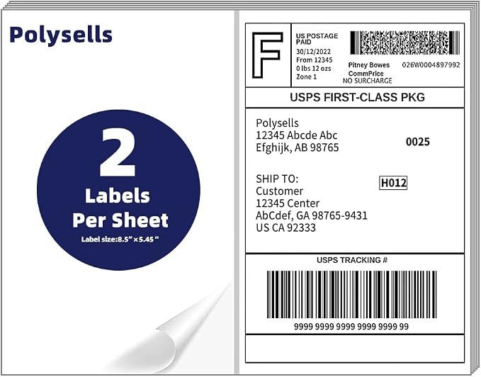 POLYSELLS Self Adhesive Address Shipping Labels by POLYSELLS