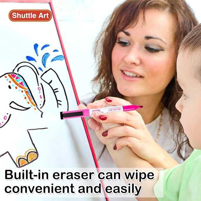 Shuttle Art Magnetic Whiteboard Markers, 20 Pieces Fine Tip and Eraser - Image 6