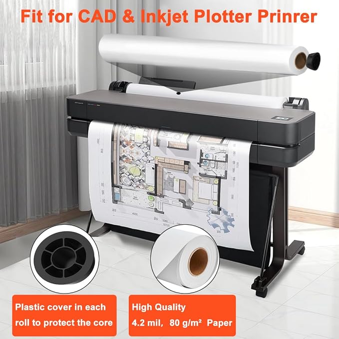 Plotter Paper 36" x 150', Engineering Drawings, Custom-Sized Prints (4 Rolls） - Image 4