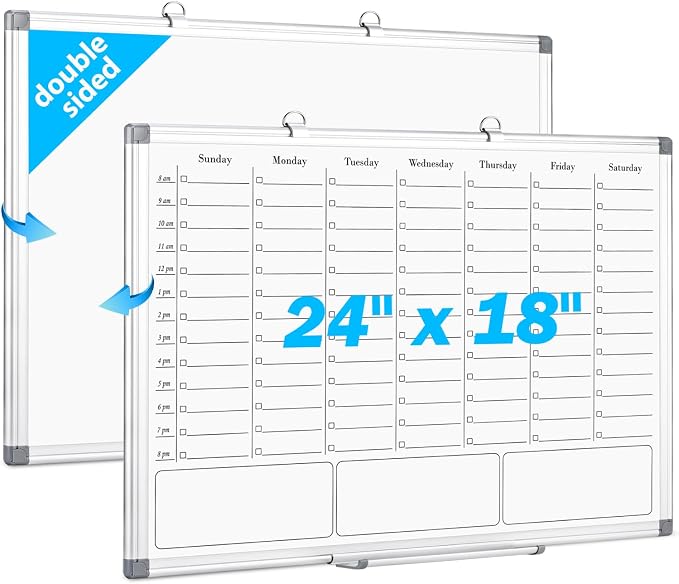 White Board Dry Erase Board for Wall, Magnetic Whiteboard Calendar 24" X 18" by ONAVIA