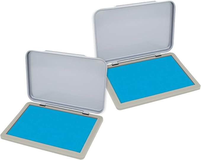 2 Pack Metal Case Stamp Pad Medium Size, Light Blue Color by ZIGEL