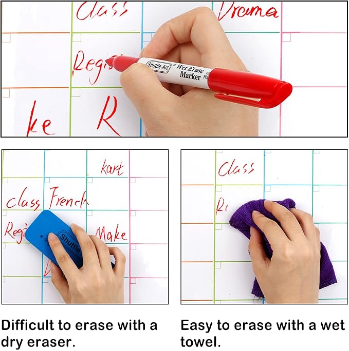 Shuttle Art Wet Erase Markers, 15 Pack Red 1mm Fine Tip Smudge-Free Markers - Image 4